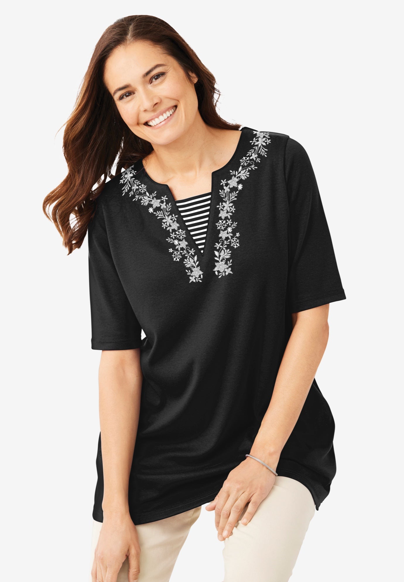 7-Day Embroidered Layered-Look Tunic image number 0