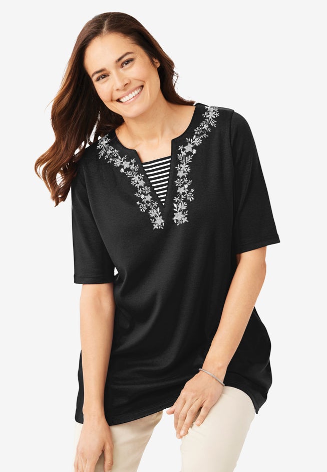 7-Day Embroidered Layered-Look Tunic image number 0