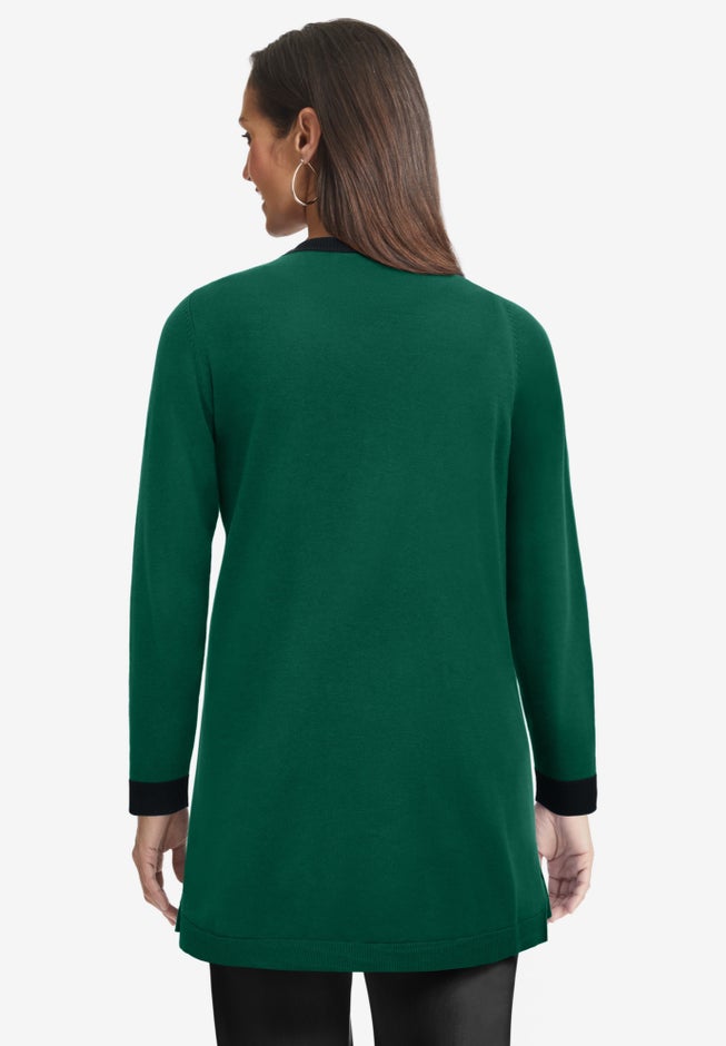 Tipped Button Front Cardigan image number 1