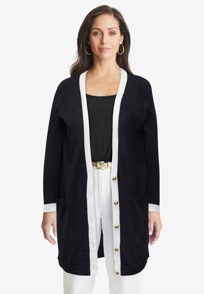 Tipped Button Front Cardigan image number 0
