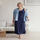 Cotton Spandex Scoop Neck Sleeveless A-Line Maxi Dress image number null