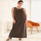 Cotton Spandex Scoop Neck Sleeveless A-Line Maxi Dress image number null