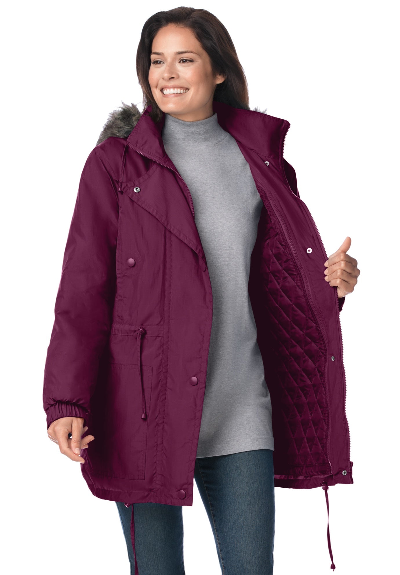 Quilt-Lined Taslon&reg; Anorak image number 1