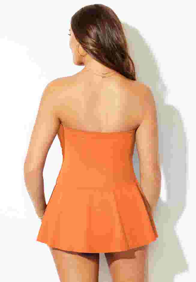 Ruched Skirted Bandeau Swimdress image number 1