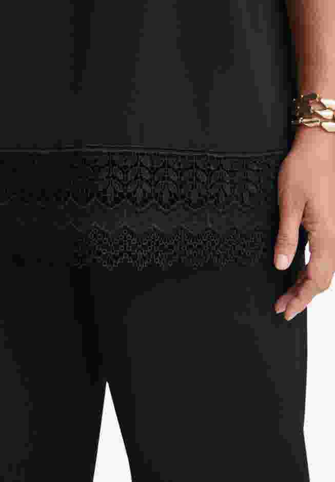 2-Piece Stretch Knit Lace Trim Crop Set image number 1