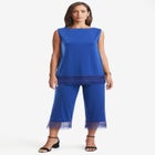 2-Piece Stretch Knit Lace Trim Crop Set image number null