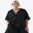 Button Front Gauze Camp Shirt image number null