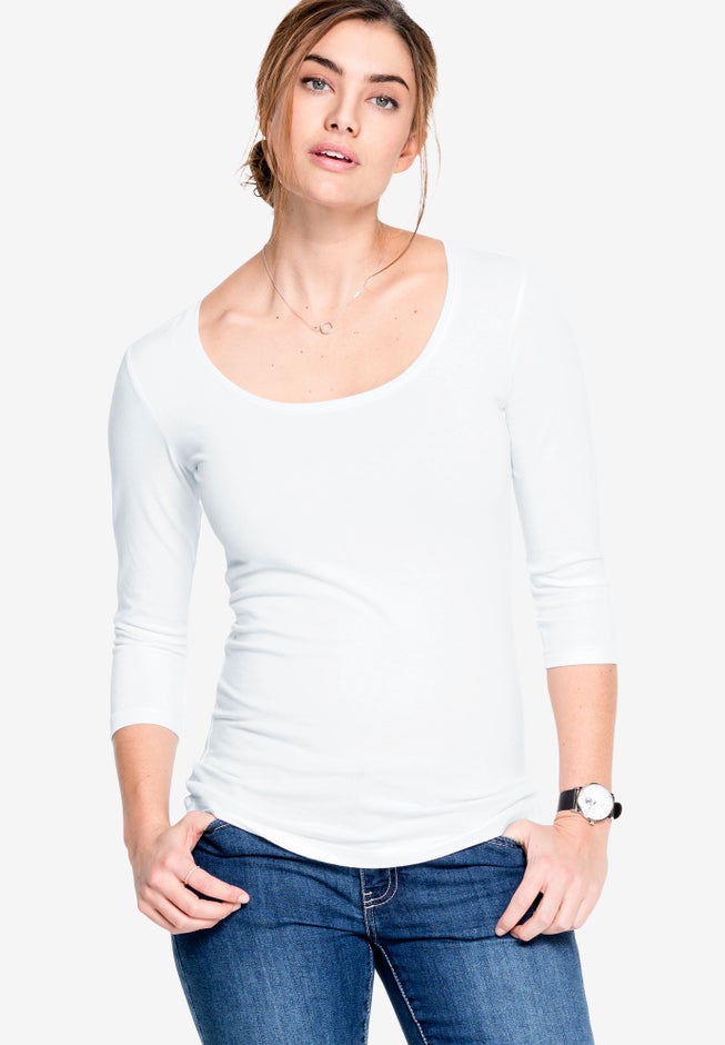 Three-Quarter Sleeve Scoop Neck Tee image number 0