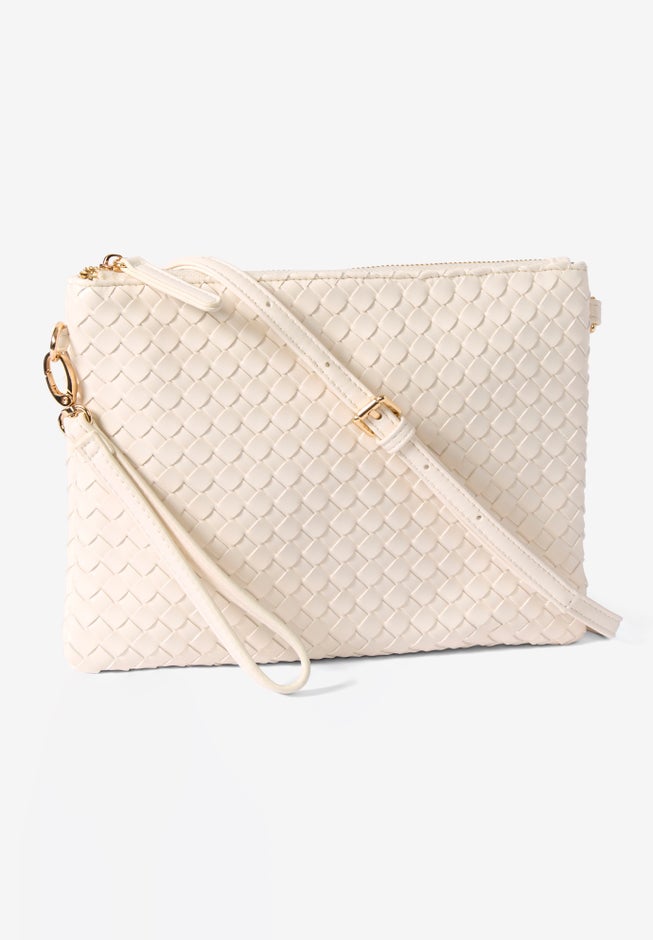Woven Faux Leather Crossbody Bag image number null