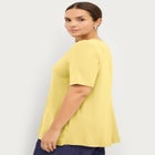 Stretch Jersey Knit A-Line Relaxed V-Neck Short Sleeve Tunic image number null