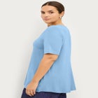 Stretch Knit V-neck Short Sleeve Tunic image number null
