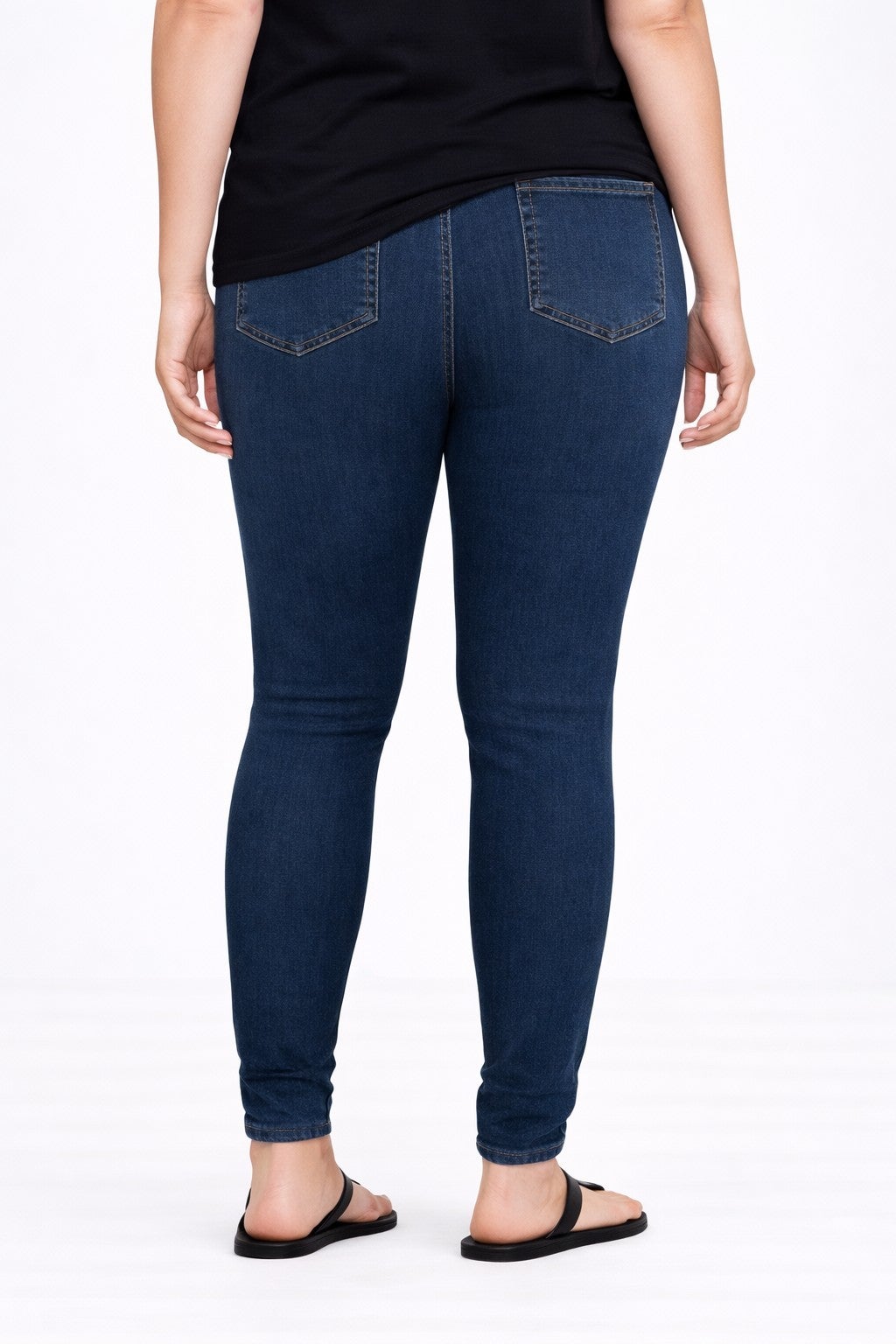 Stretch Denim Mid-rise Pull-on 4 Pocket Jeggings image number 2