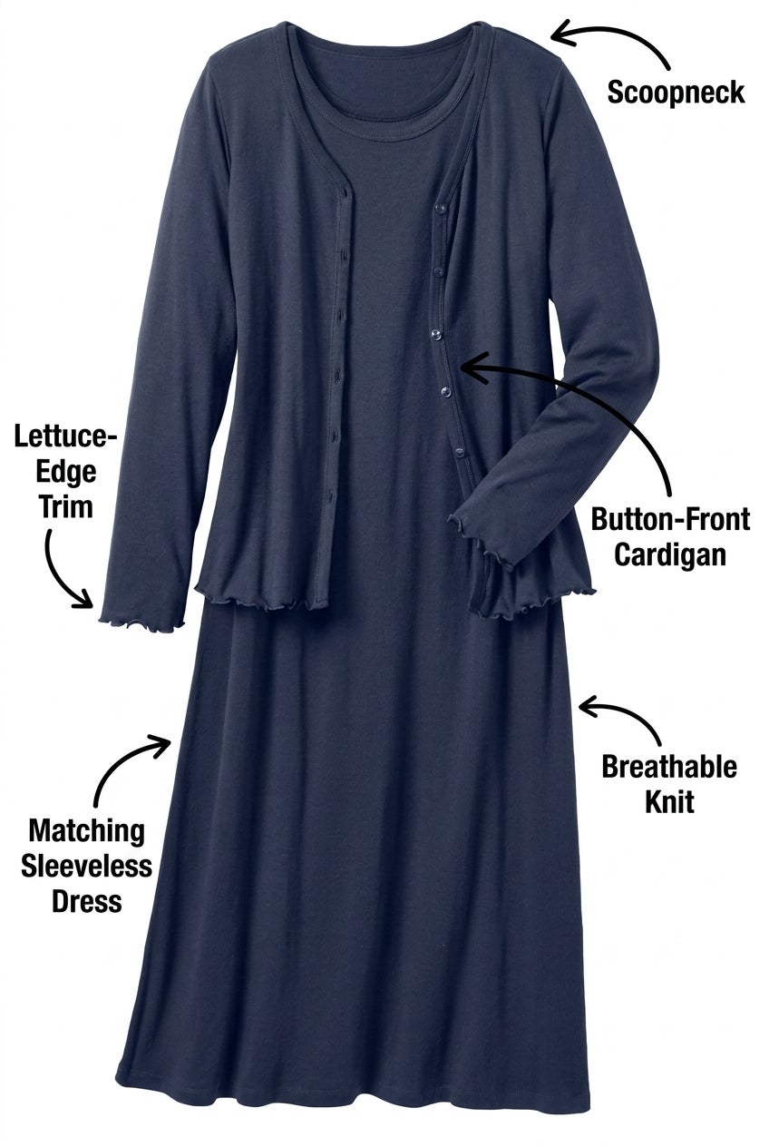 Lettuce Trim Knit Jacket Dress image number 1