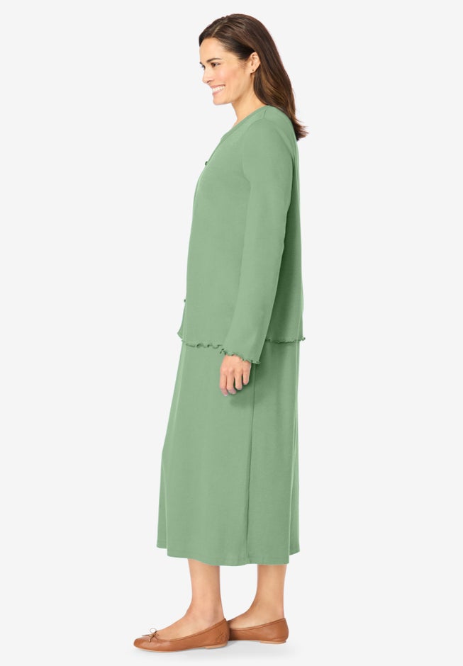 Lettuce Trim Knit Jacket Dress image number 2