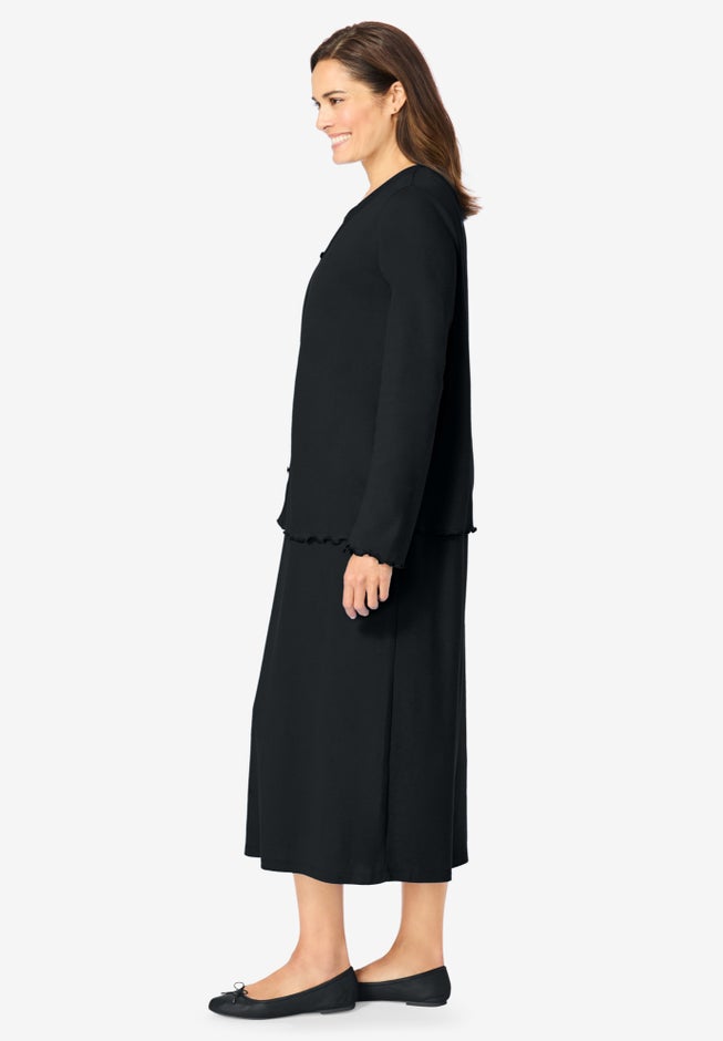 Lettuce Trim Knit Jacket Dress image number 2