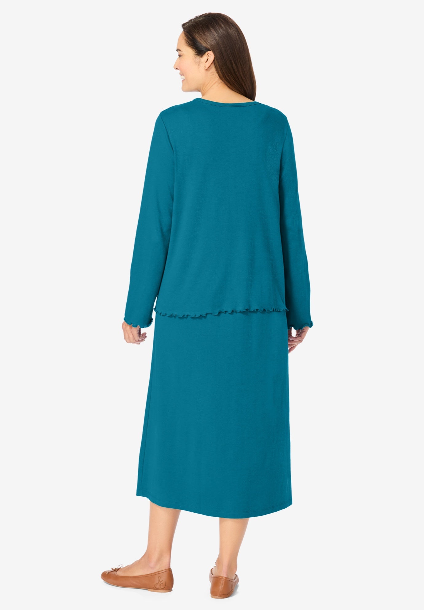 Lettuce Trim Knit Jacket Dress image number 1