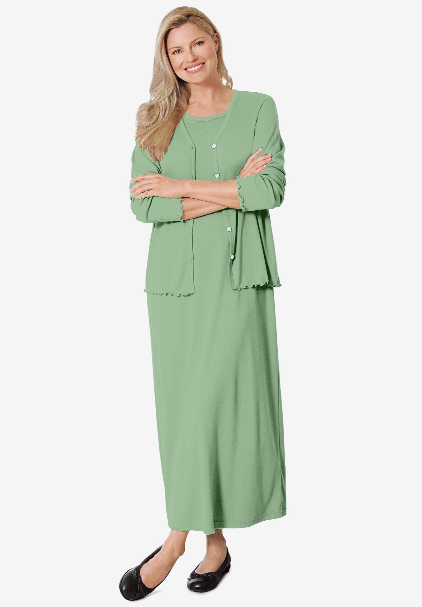 Lettuce Trim Knit Jacket Dress image number 0