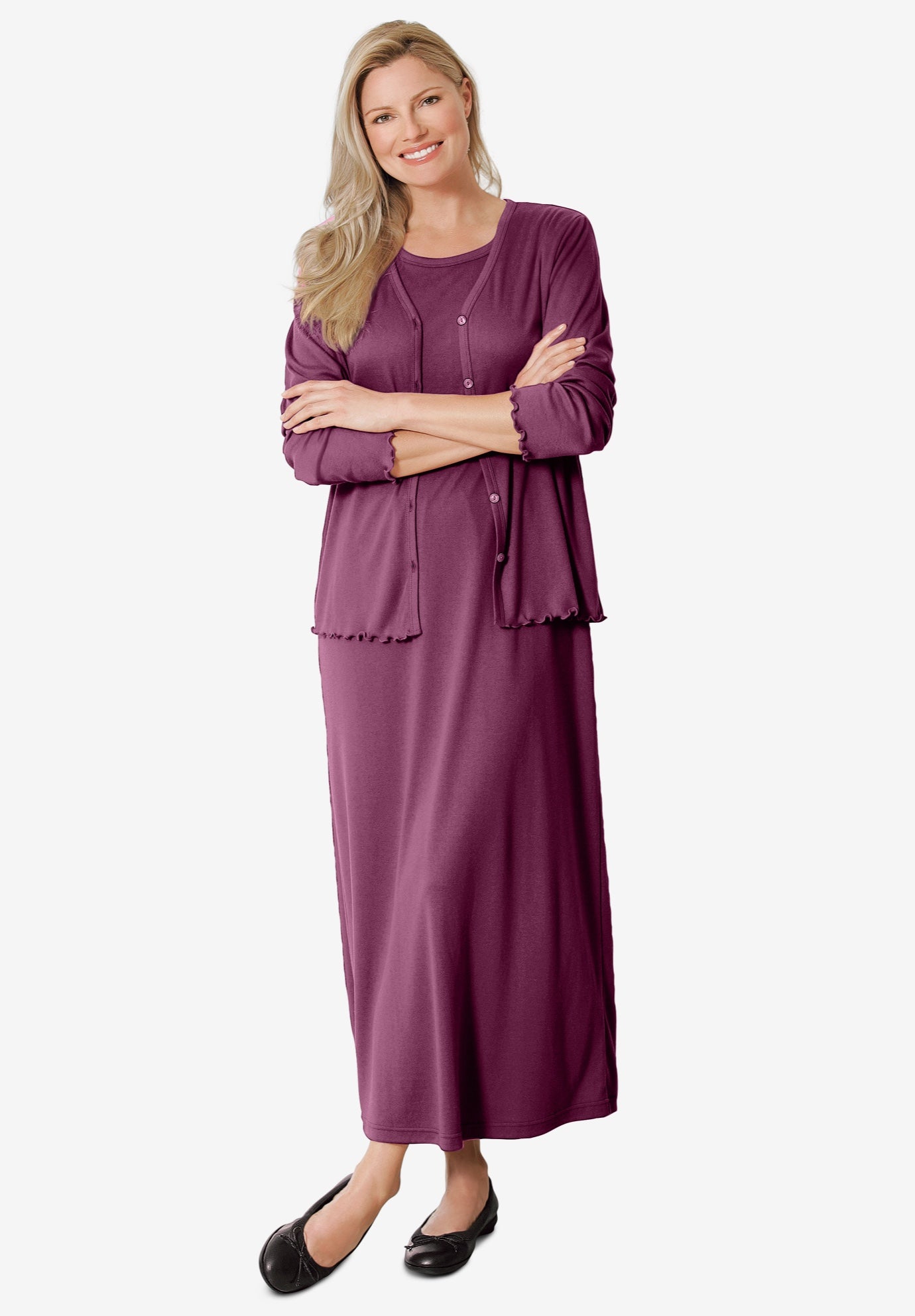 Lettuce Trim Knit Jacket Dress image number 0