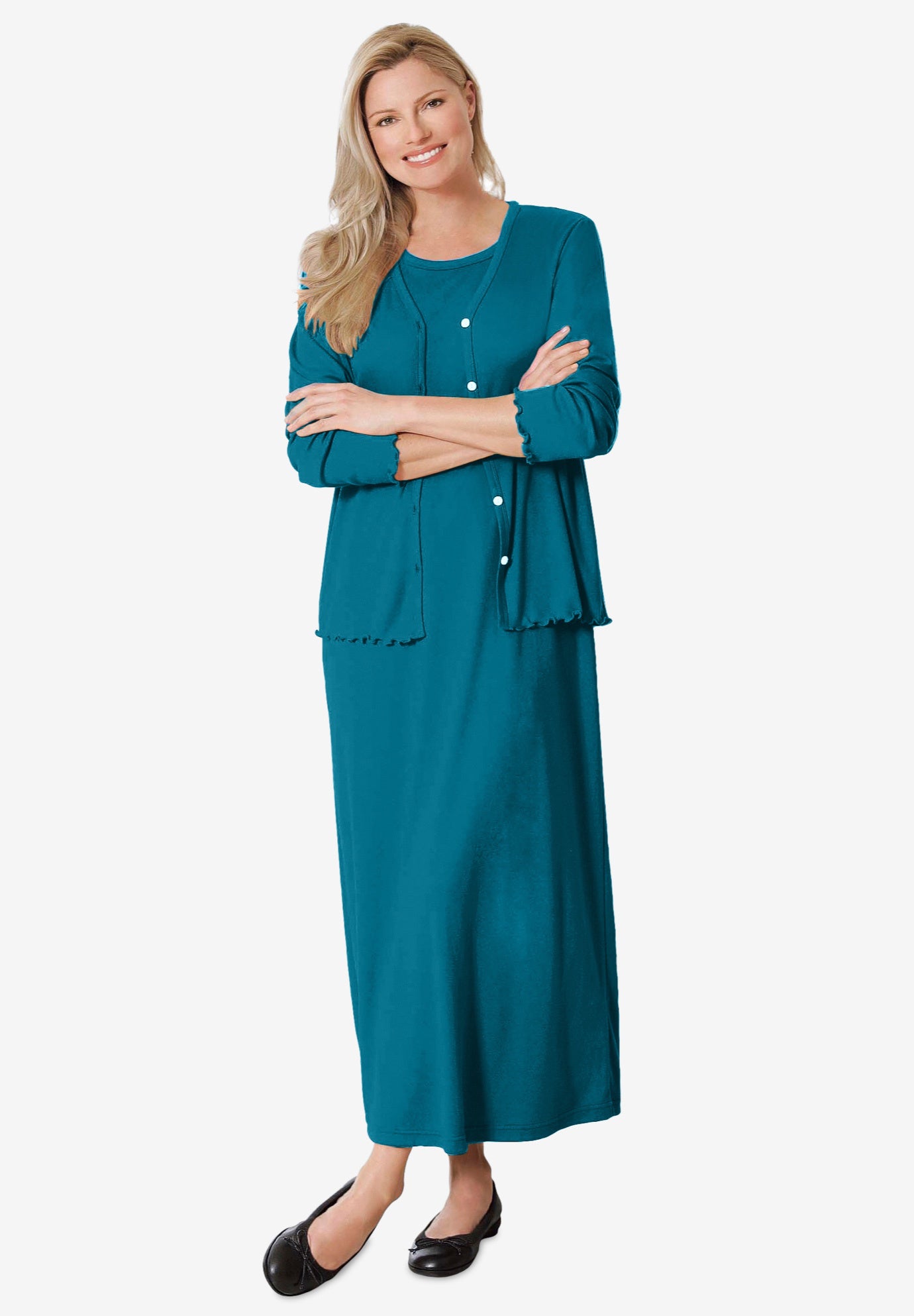 Lettuce Trim Knit Jacket Dress image number 0