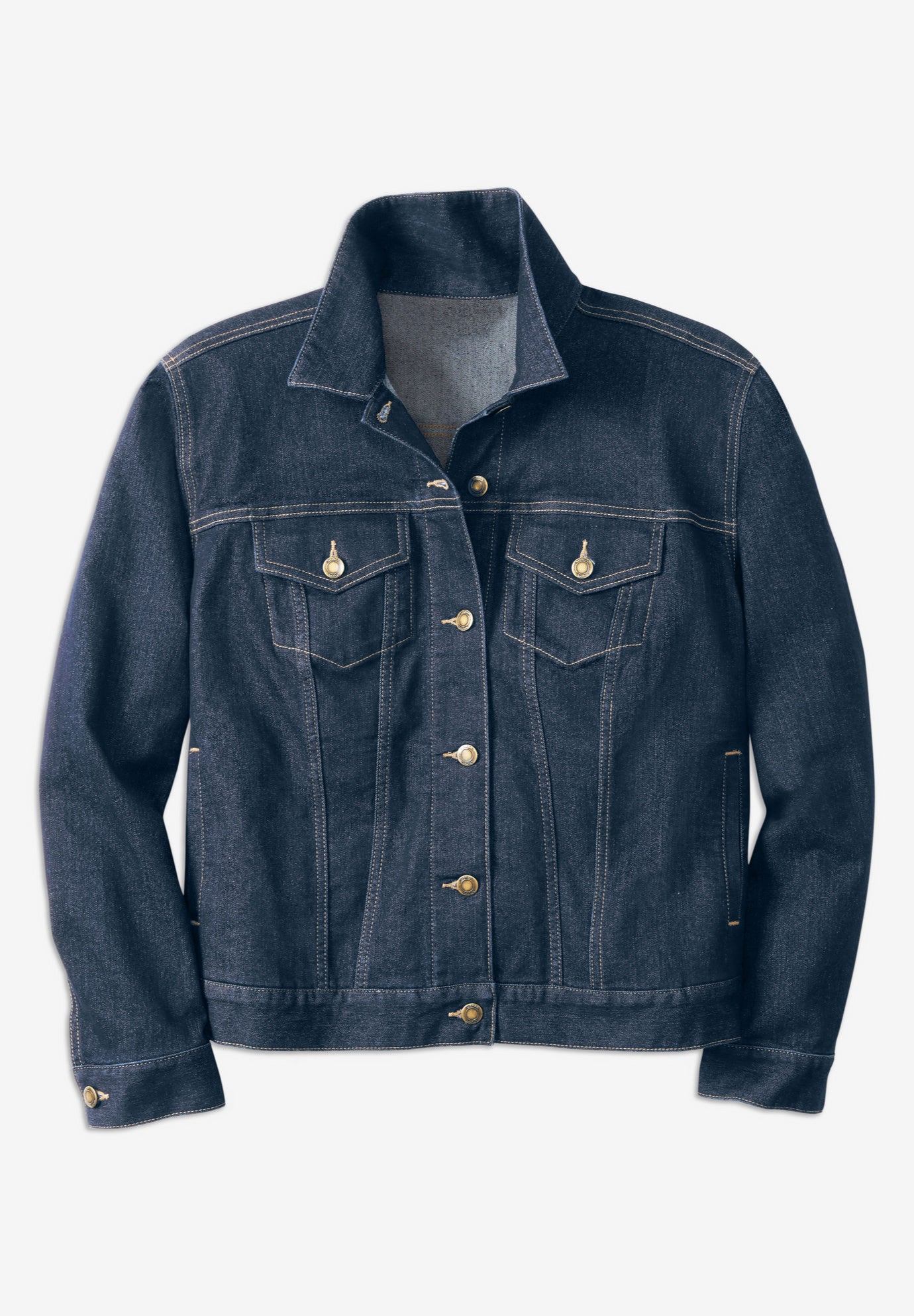 Stretch Denim Jacket with Side Pockets, White | Woman Within