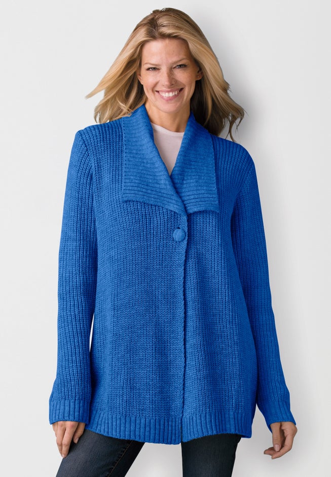 Shawl Collar Shaker Sweater image number null