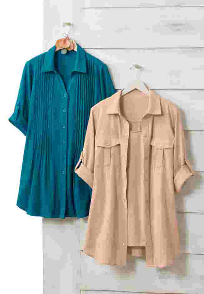 Pintucked Button Down Gauze Shirt image number 7