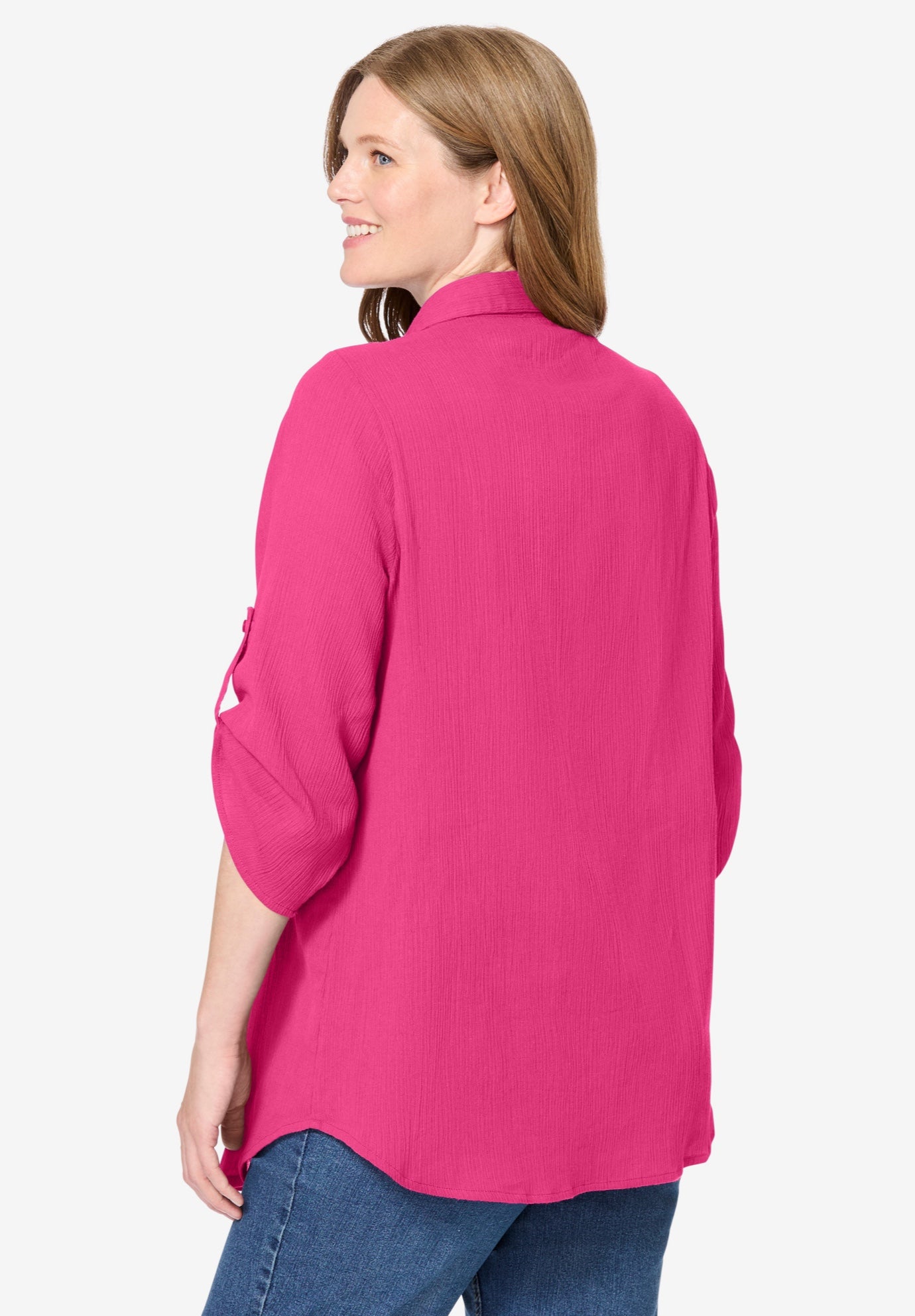 Pintucked Button Down Gauze Shirt image number 1