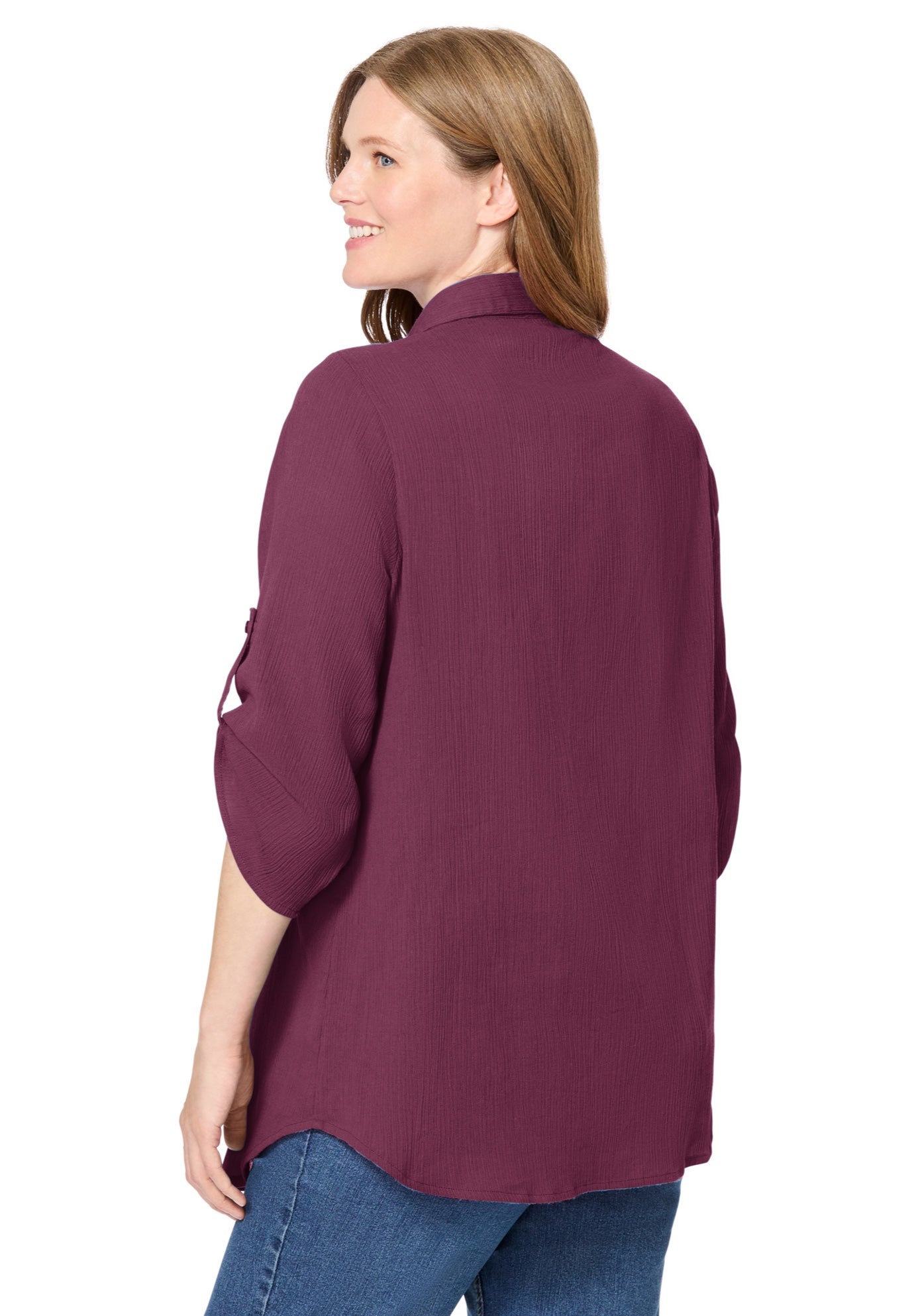 Pintucked Button Down Gauze Shirt image number 1