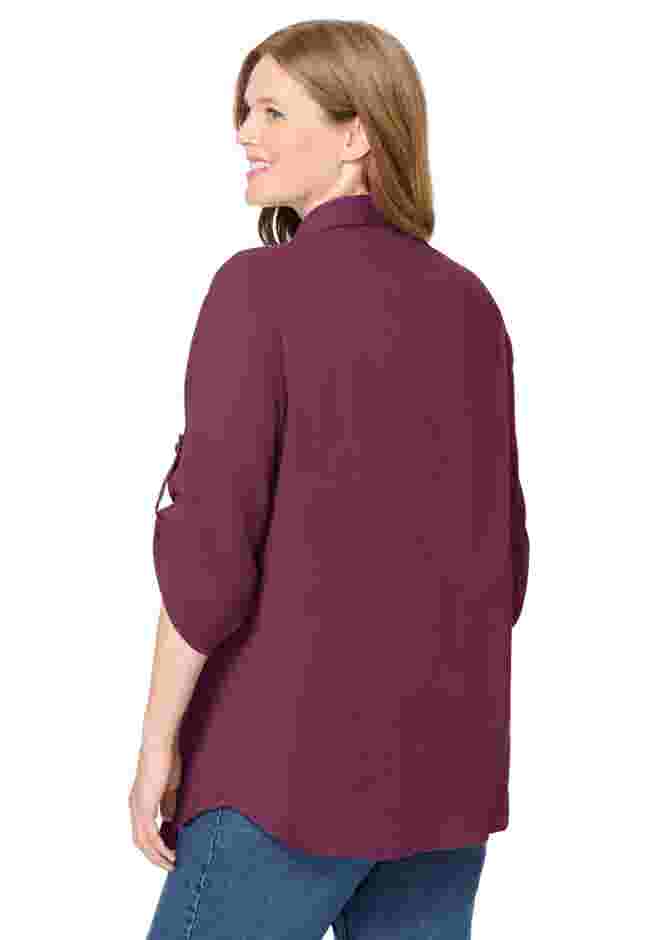 Pintucked Button Down Gauze Shirt image number 1