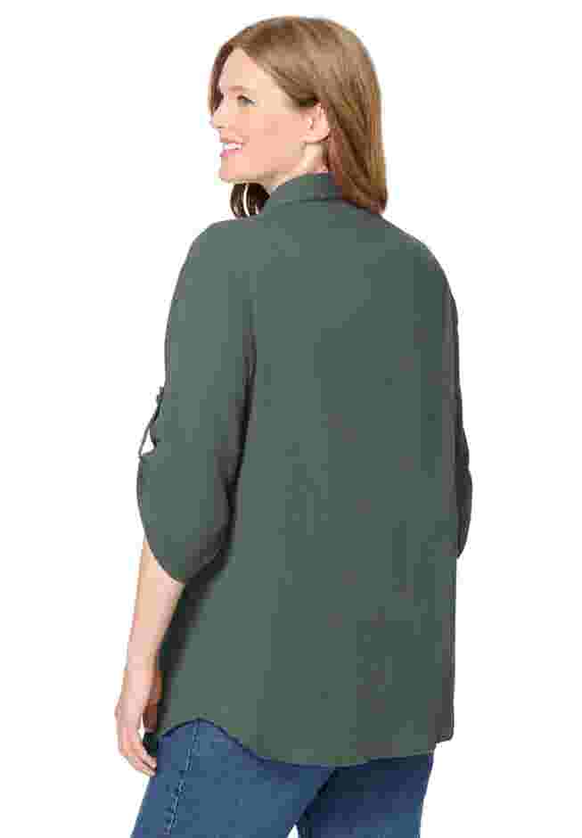 Pintucked Button Down Gauze Shirt image number 1