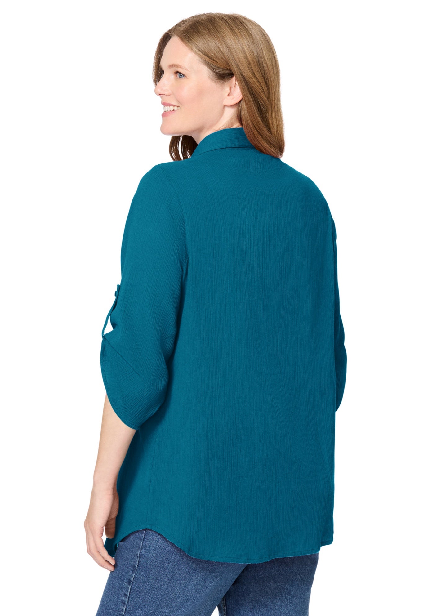 Pintucked Button Down Gauze Shirt image number 1