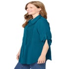 Pintucked Button Down Gauze Shirt image number null