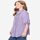 Pintucked Button Down Gauze Shirt image number null