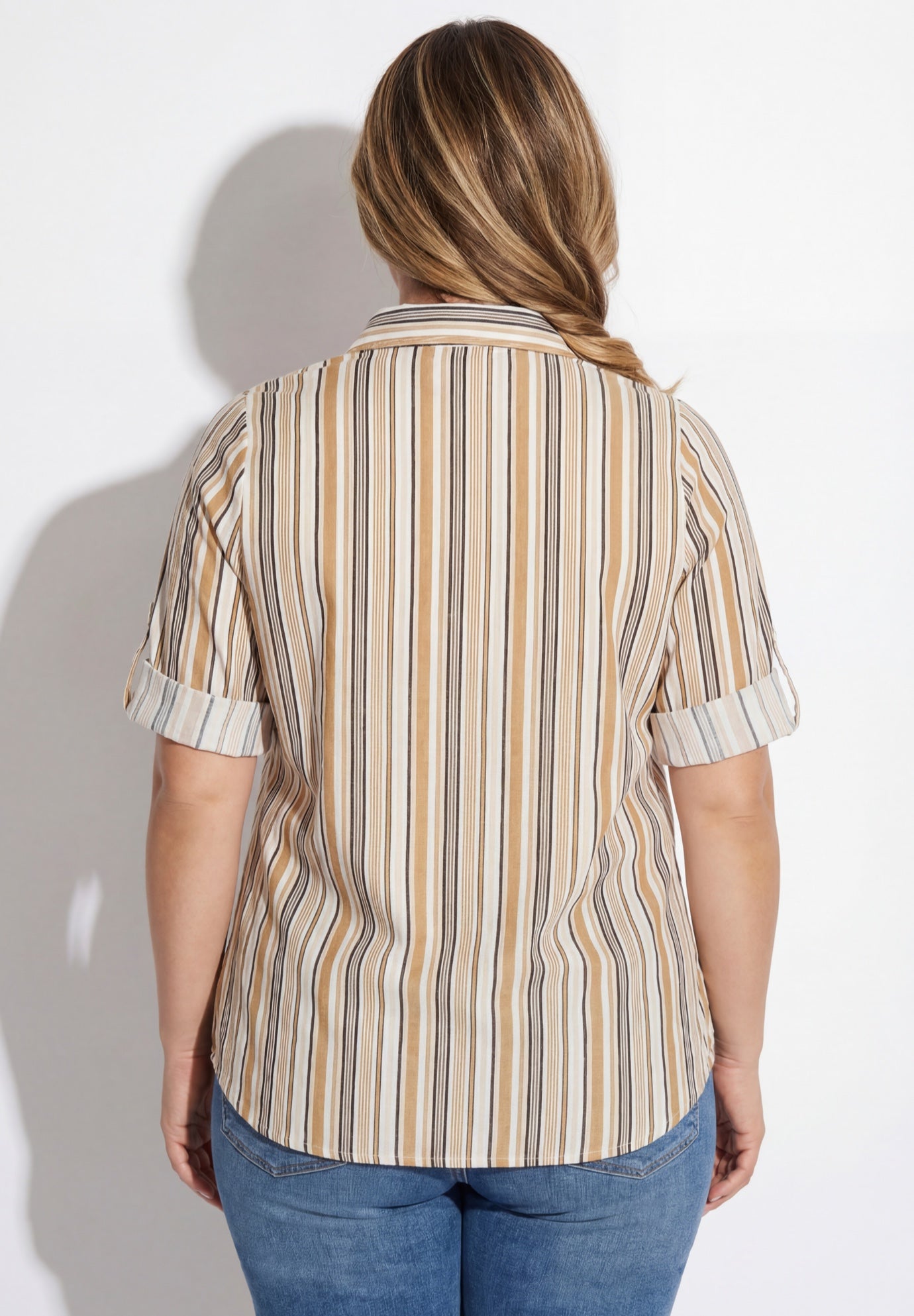 Pintucked Button Down Gauze Shirt image number 1