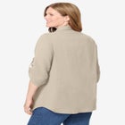 Pintucked Button Down Gauze Shirt image number null