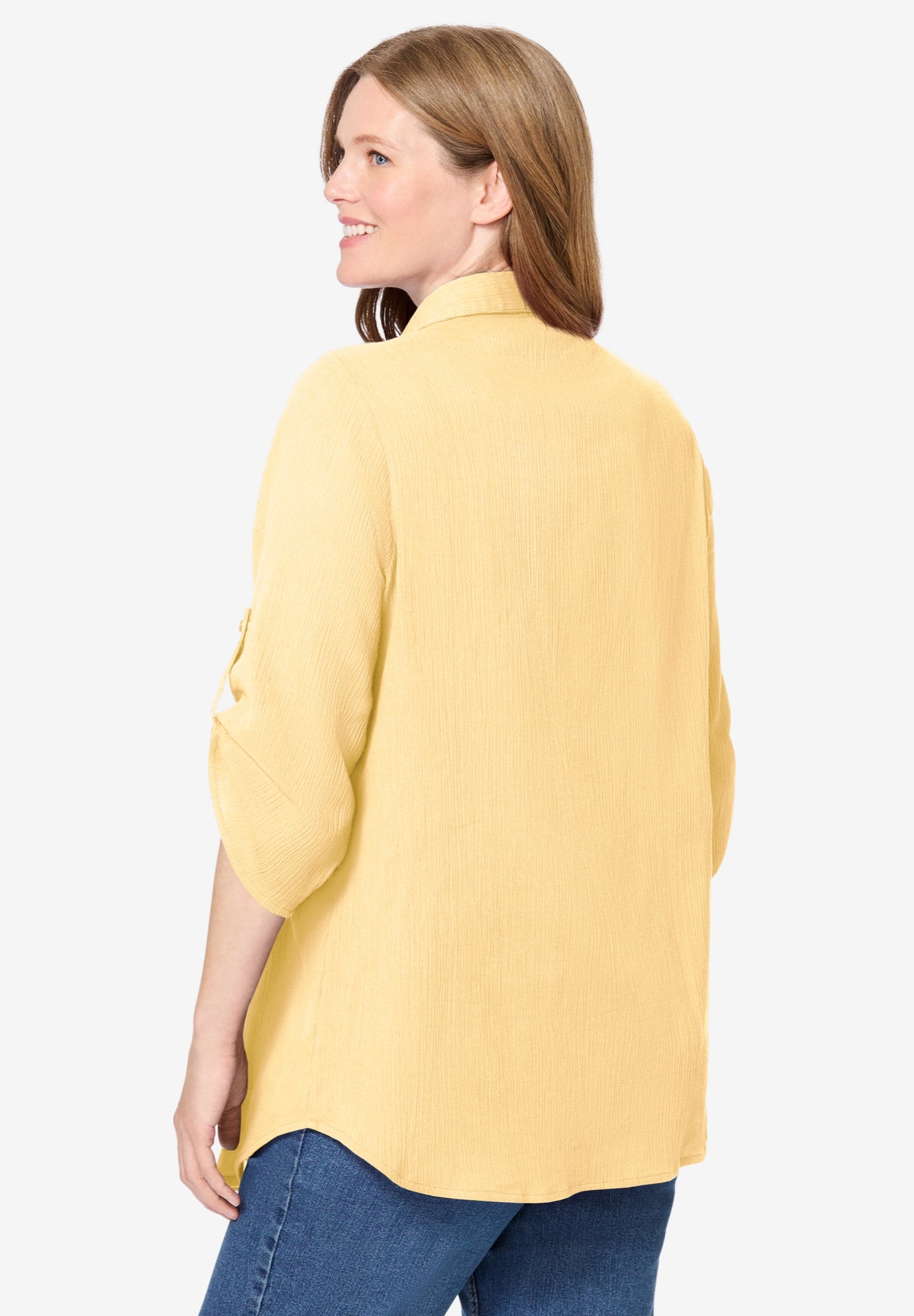 Pintucked Button Down Gauze Shirt image number 1