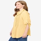 Pintucked Button Down Gauze Shirt image number null