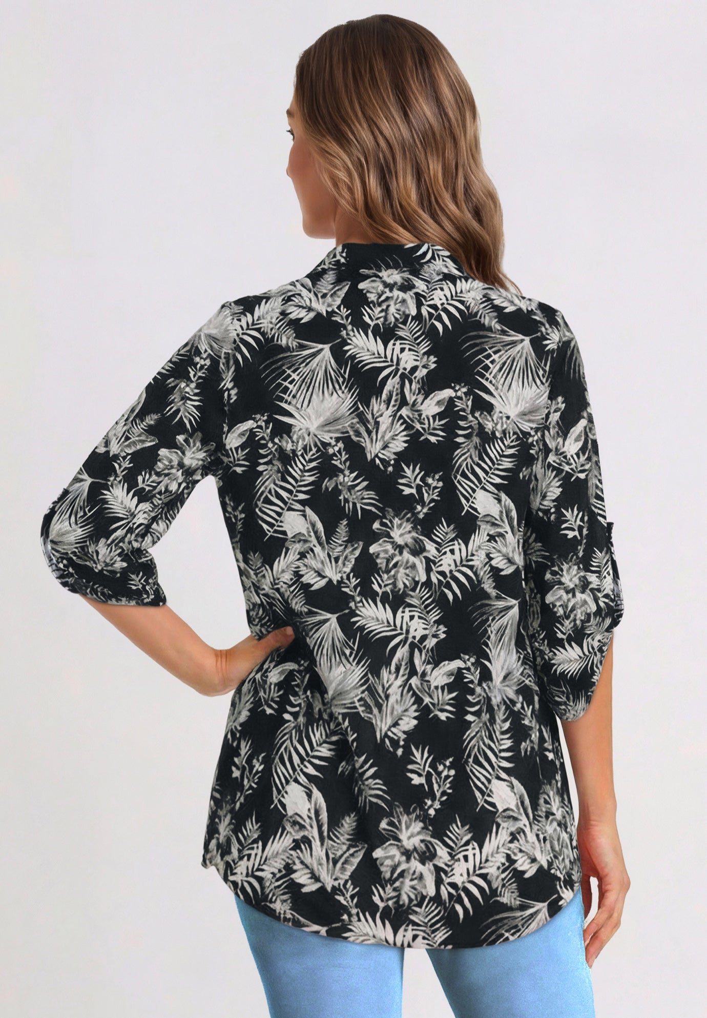 Pintucked Button Down Gauze Shirt image number 1