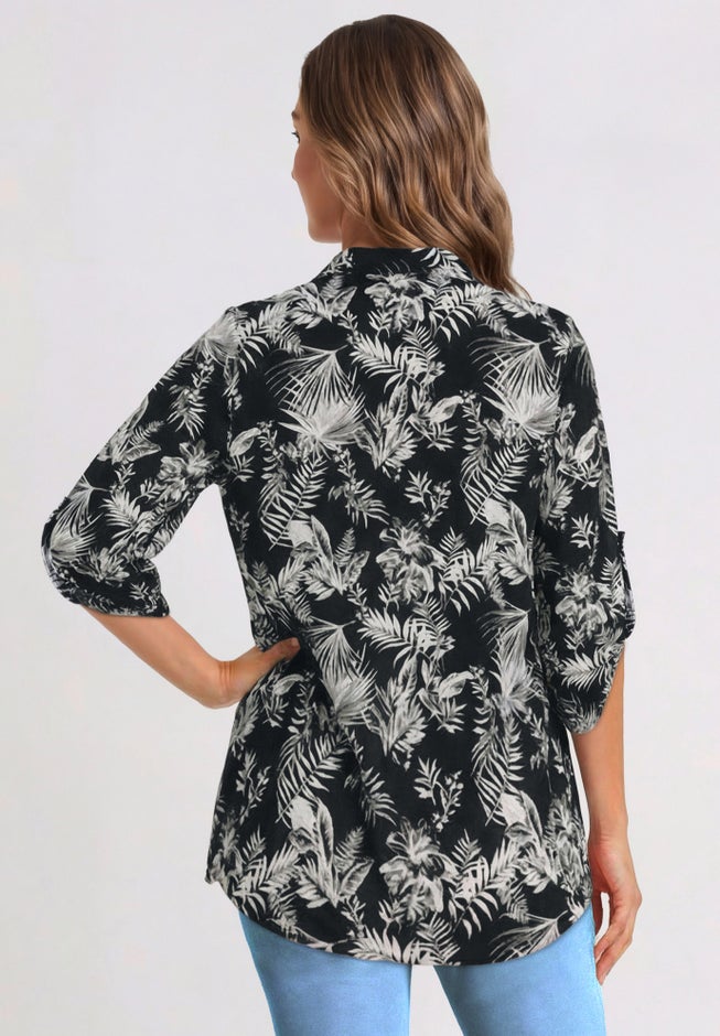 Pintucked Button Down Gauze Shirt image number 1