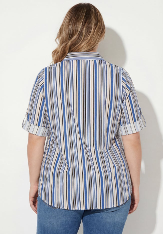 Pintucked Button Down Gauze Shirt image number 1