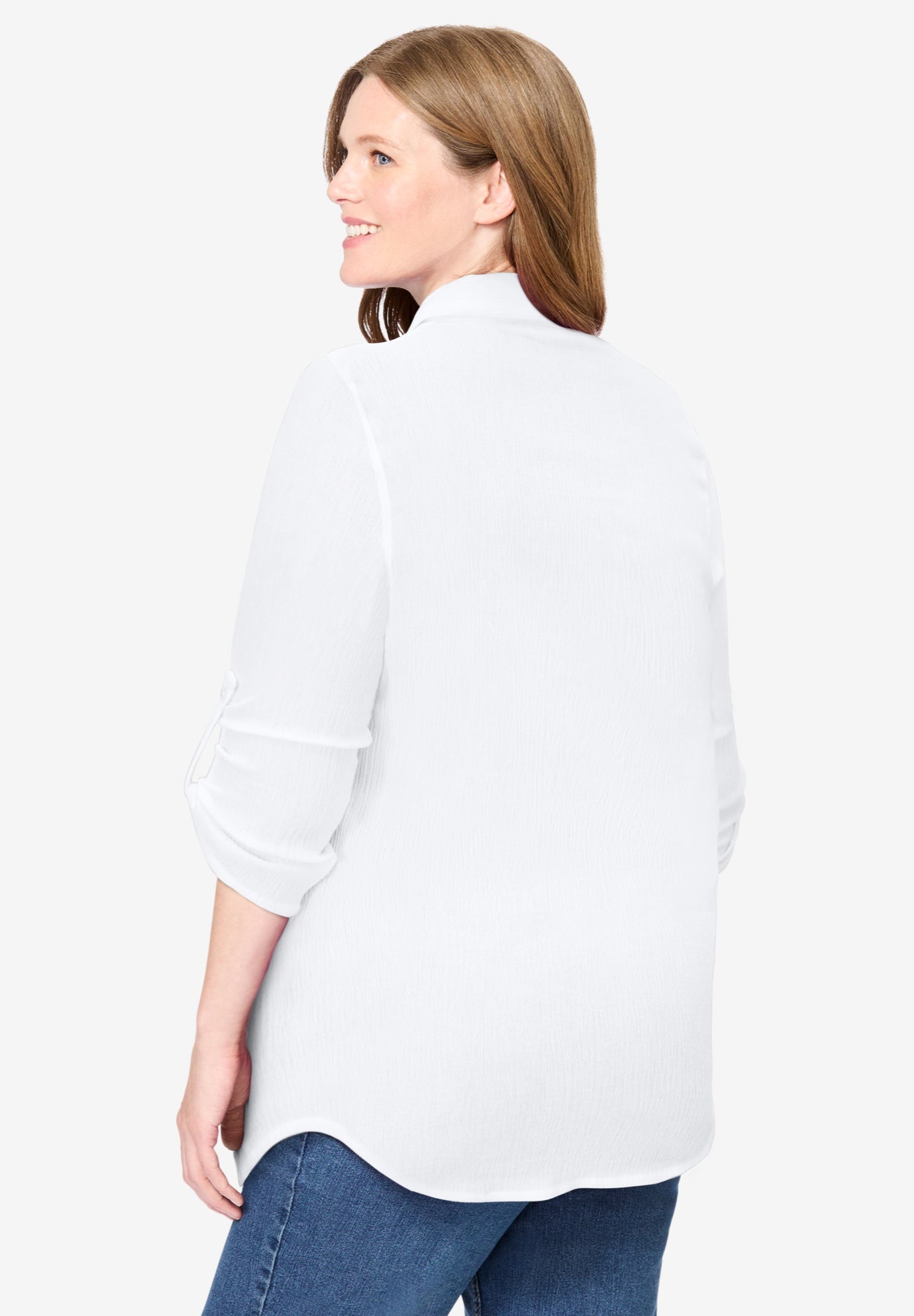 Pintucked Button Down Gauze Shirt image number 1