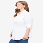 Pintucked Button Down Gauze Shirt image number null