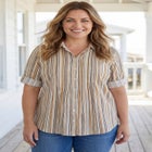 Pintucked Button Down Gauze Shirt image number null