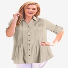 Pintucked Button Down Gauze Shirt image number null