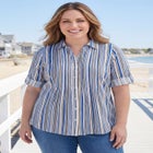 Pintucked Button Down Gauze Shirt image number null