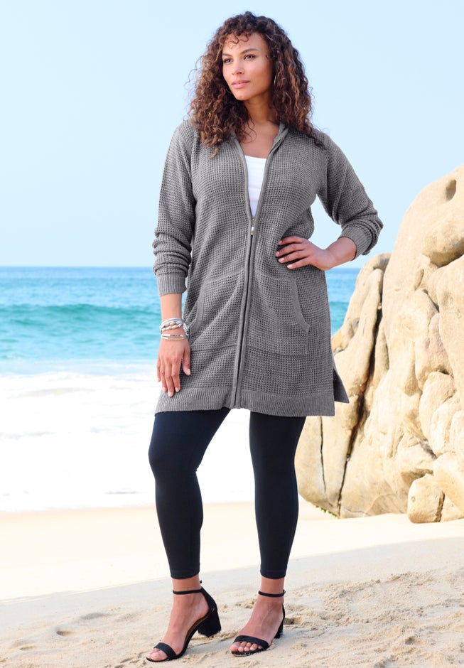 Waffle Mega Length Zip Hoodie image number 1