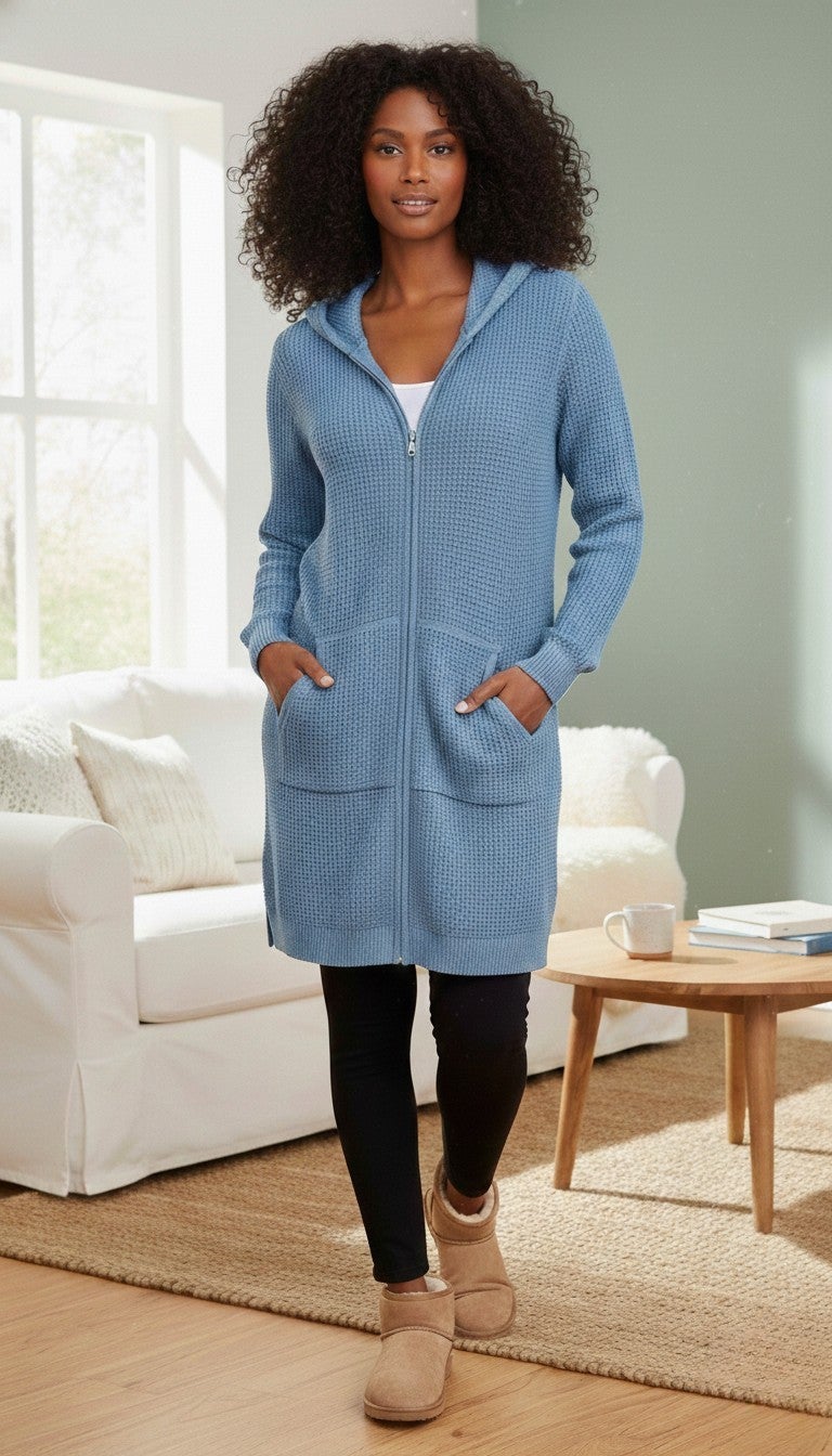 Waffle Mega Length Zip Hoodie image number 0