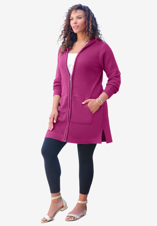 Waffle Mega Length Zip Hoodie image number 1