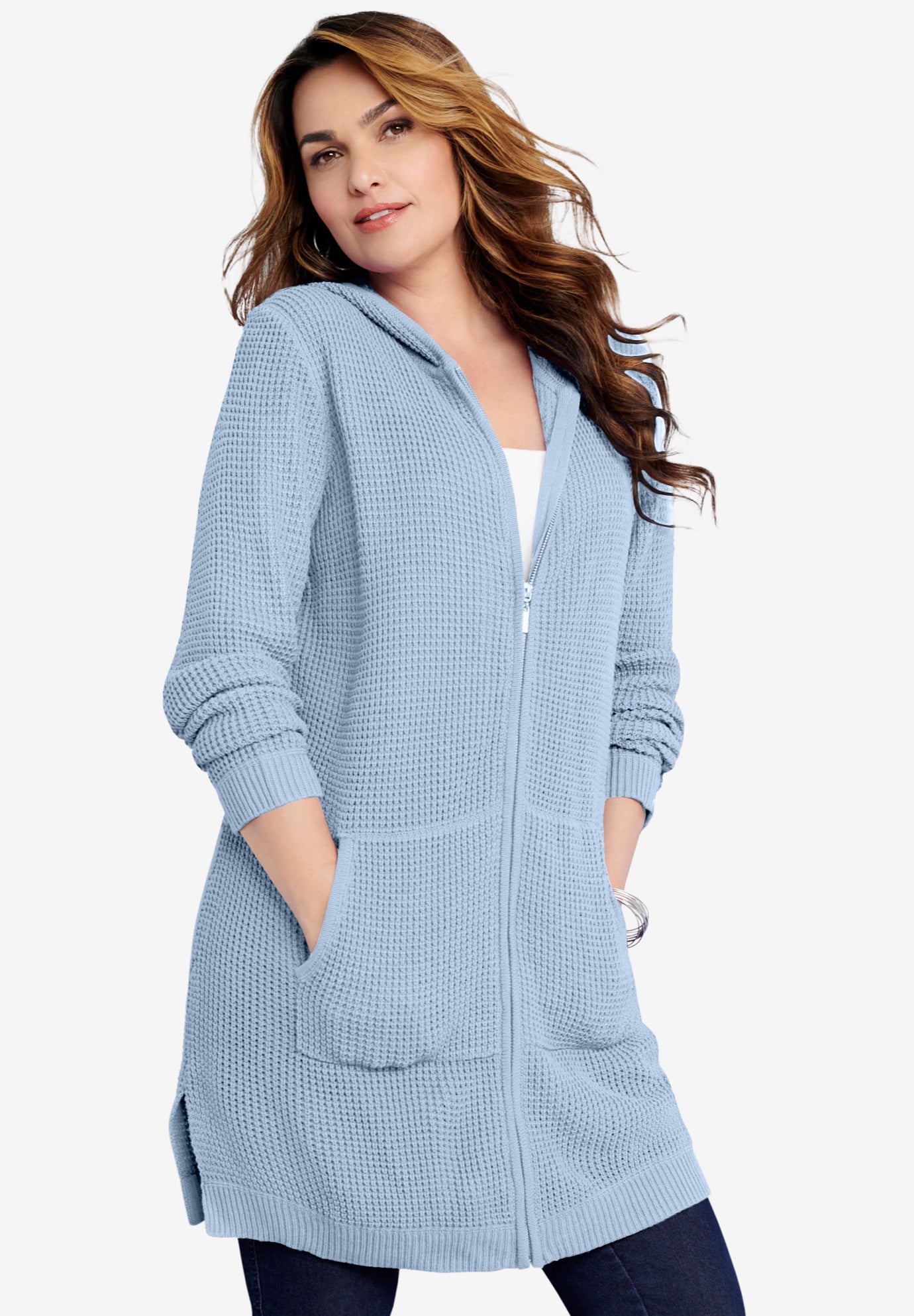 Waffle Mega Length Zip Hoodie image number 0