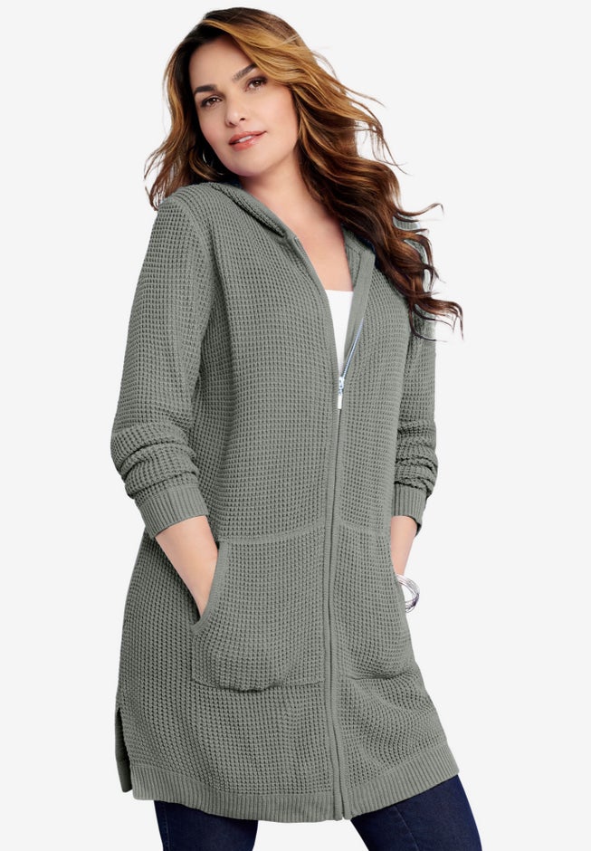 Waffle Mega Length Zip Hoodie image number 2